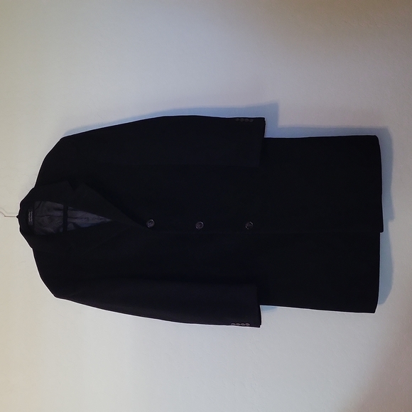Chaps Wool Blend Over Coat Outerwear Black Long Business Coat 40R - Picture 1 of 10